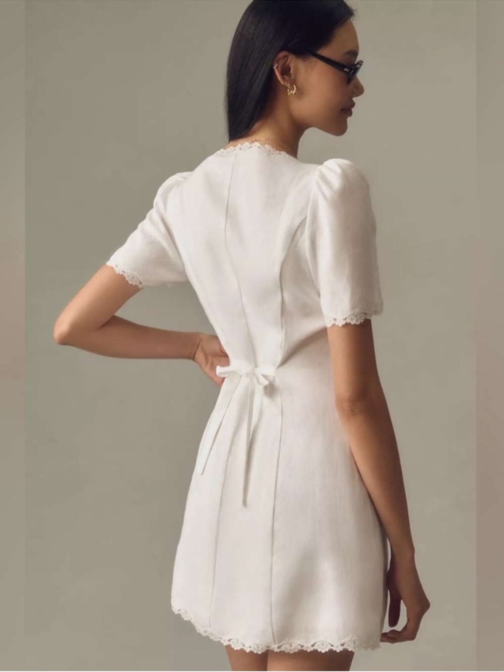 Reformation Anabella Linen Mini Dress in White 2 - Picture 7 of 10